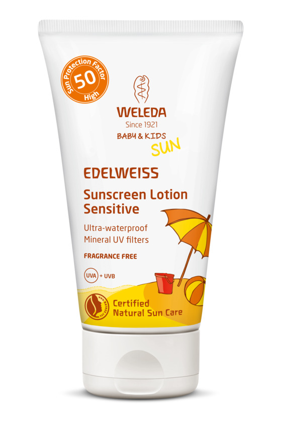 ედელვაისის მზისგან დამცავი კრემი ფაქტორი 50 / Edelweiss Sunscreen Lotiol Sensitive- WELEDA