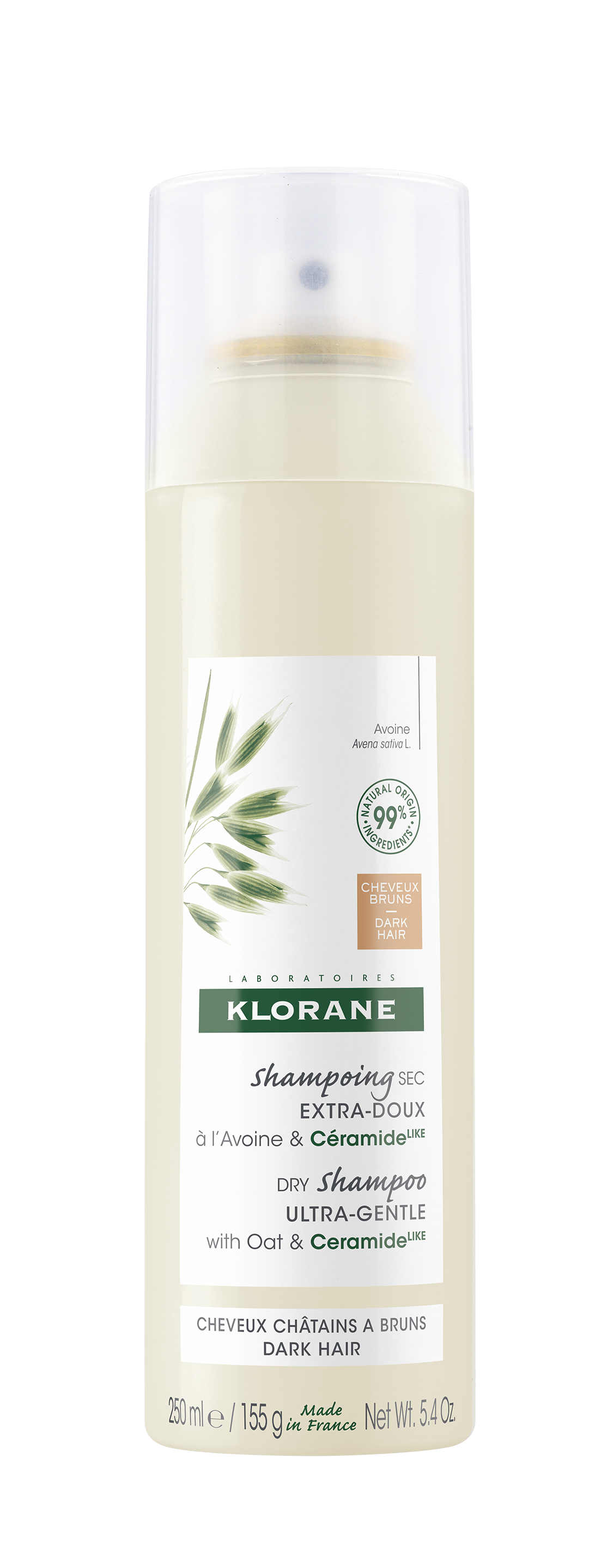 შვრიის ექსტრაქტზე დამზადებული მშრალი შამპუნი ბუნებრივი ტონირებული ეფექტით - კლორანი / Dry shampoo with oat milk Natural Tint – KLORANE
