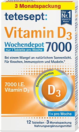 ტეტესეპტი ვიტამინი D3 7000 კვირის დეპო / Tetesept Vitamin D3 7000 Wochendepot