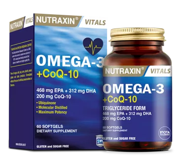 ნუტრაქსინი ომეგა-3+კოენზიმ Q-10 / Nutraxin Omega-3 + Coenzyme Q-10